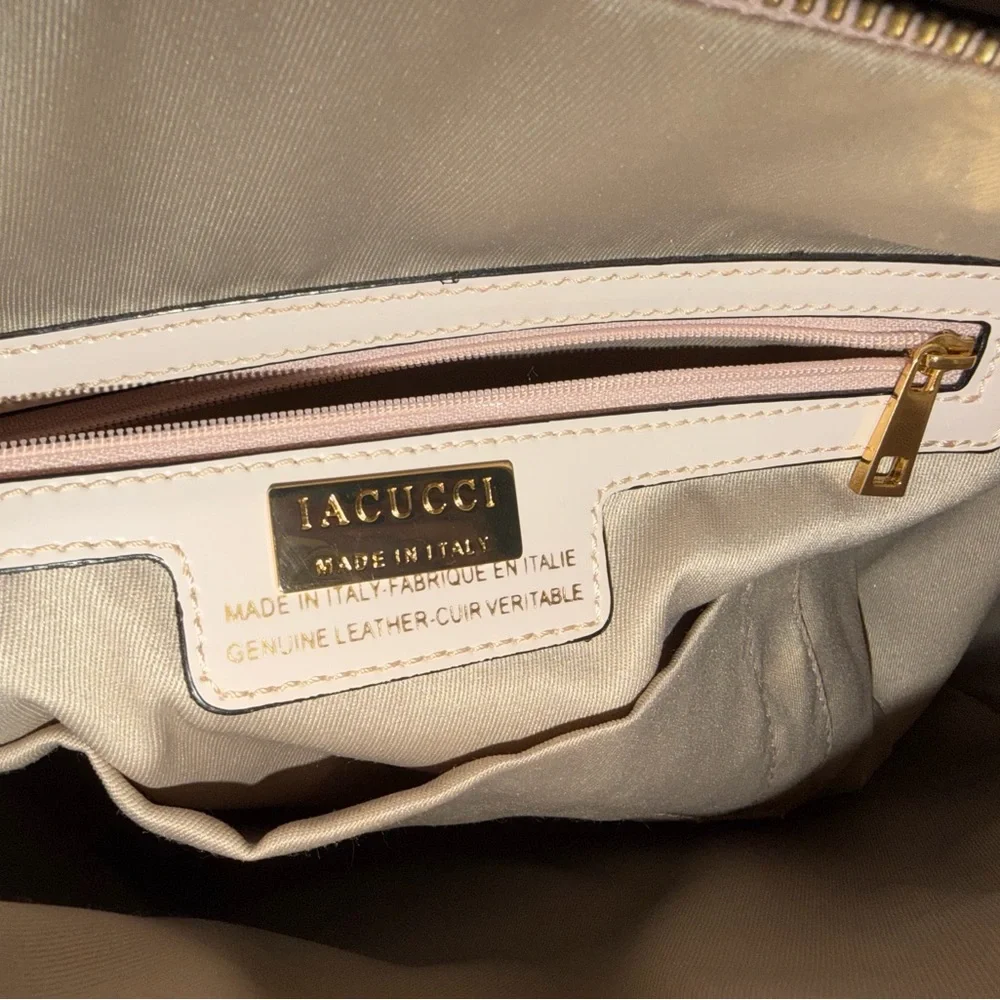 Genuine Leather White Satchel Bag with Crossbody/ Shoulder Strap- Made in Italy - Picture 2 of 16